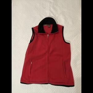 Jane Ashley M Vest Dark Red Full Zip Sleeveless Lined Pockets Warm! EUC